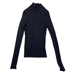 Diesel Ribbed Knit Turtleneck Top Black Size M